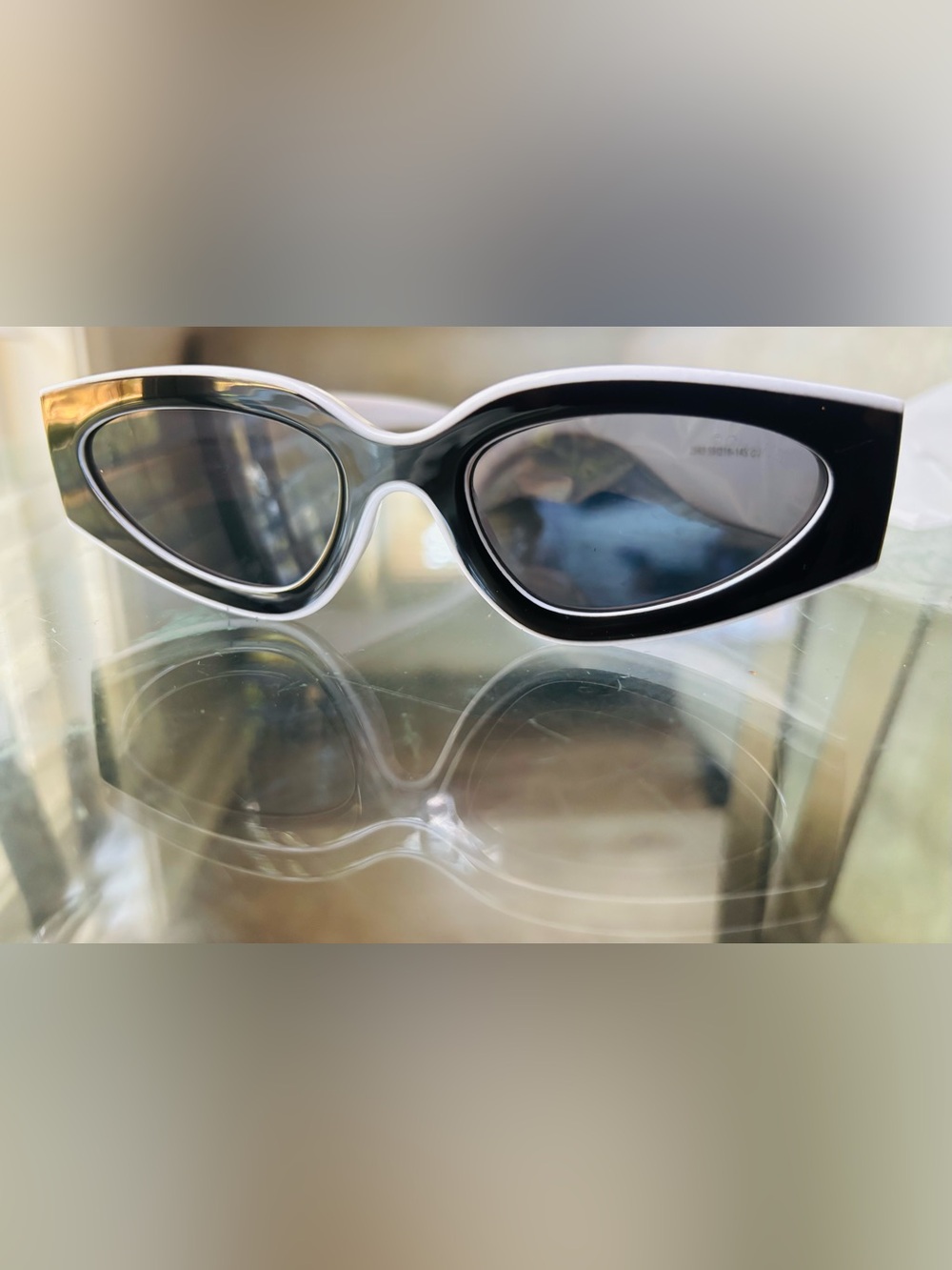 CHANEL Black and White CC Logo Sunglasses Temple